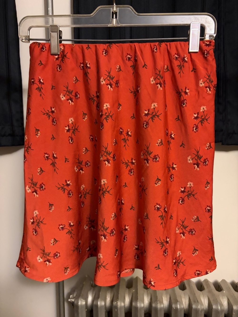 Hollister Orange-Red Floral Mini Skirt